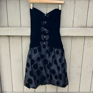 80's Albert Nipon Black Velvet and Satin Cocktail Dress Formal Goth Gothic